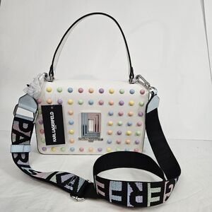 Karl Lagerfeld Paris Simone Flap Crossbody Handbag Bag Style LH0E06BI IVRY/CANDY